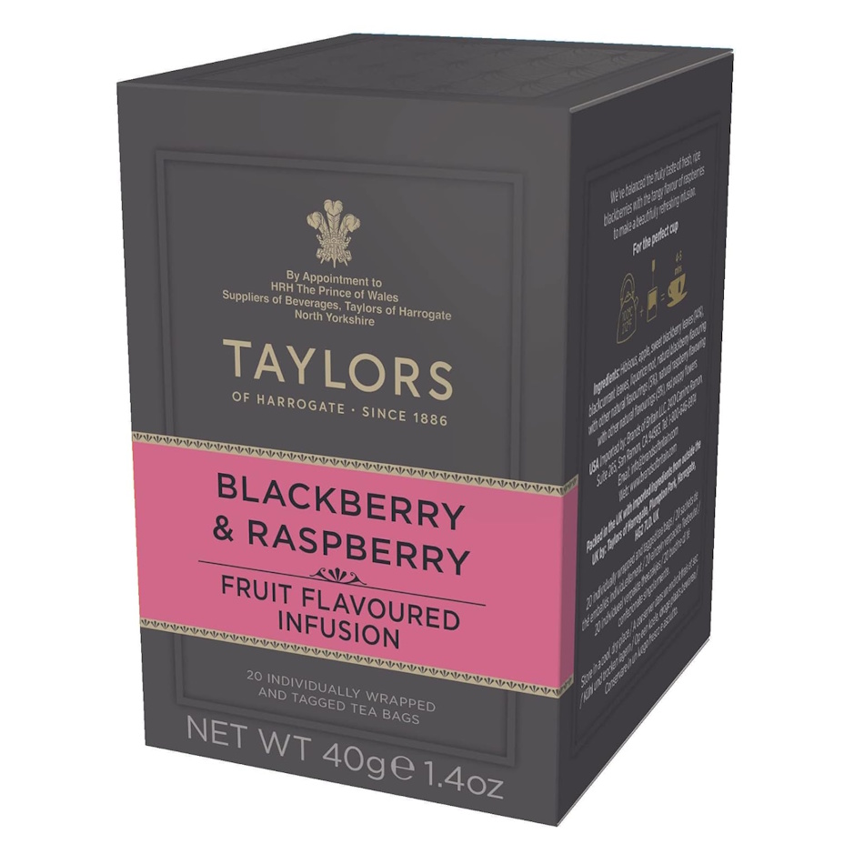 ovocný čaj OSTRUŽINA a MALINA 20 sáčků / 40g od Taylors of Harrogate 