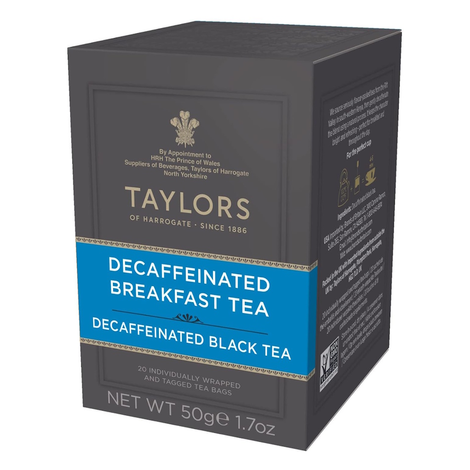 bezkofeinový černý čaj DECAFFEINATED BREAKFAST 20 sáčků / 50g od Taylors of Harrogate