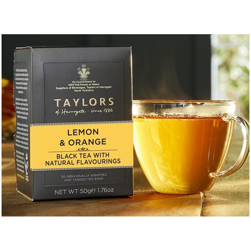černý čaj CITRÓN a POMERANČ 20 sáčků / 50g od Taylors of Harrogate