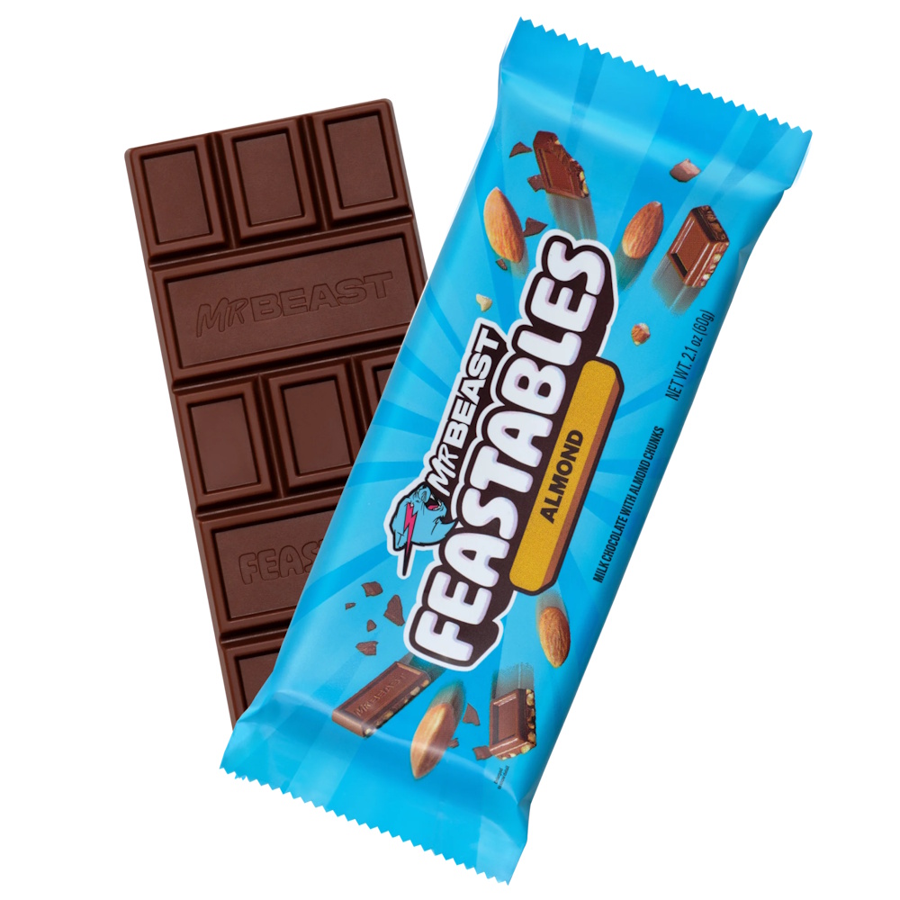 mléčná čokoláda s kousky mandlí 60g od MrBeast FeastabLes