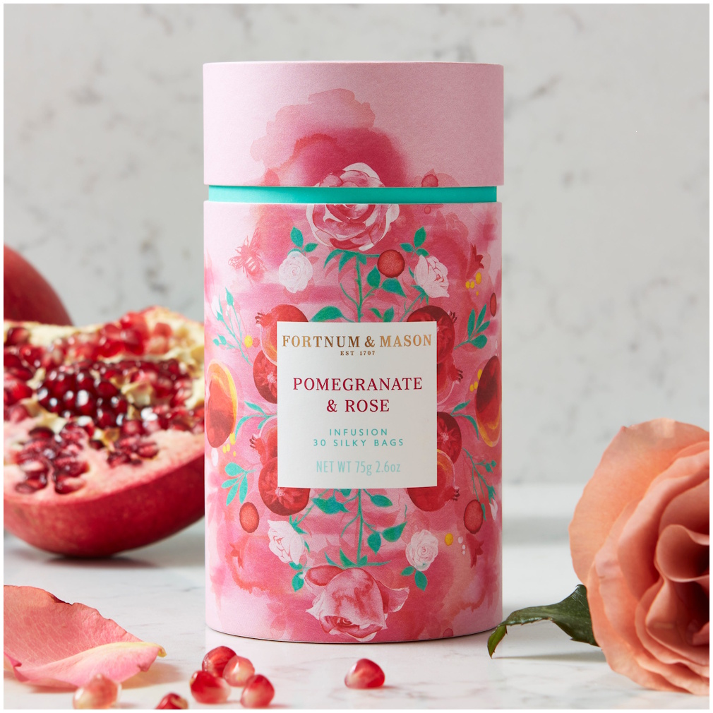 ovocný čaj GRANÁTOVÉ JABLKO & RŮŽE 30 hedvábných pyramid / 75g od Fortnum & Mason