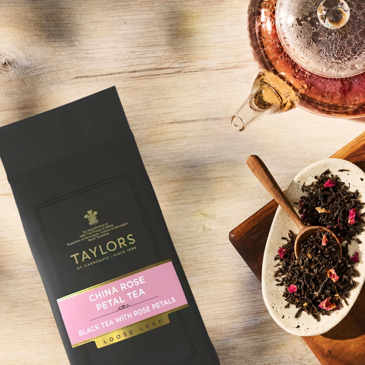 černý čaj CHINA ROSE PETAL sypaný vážený 125g od Taylors of Harrogate