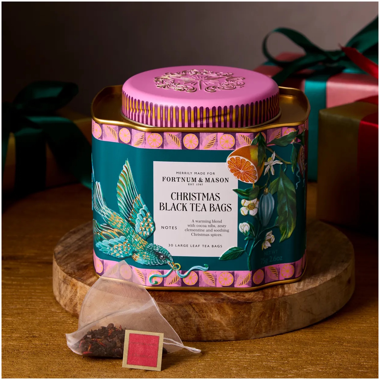 černý vánoční čaj CHRISTMAS BLACK TEA 30 hedvábných pyramid / 75g od Fortnum & Mason