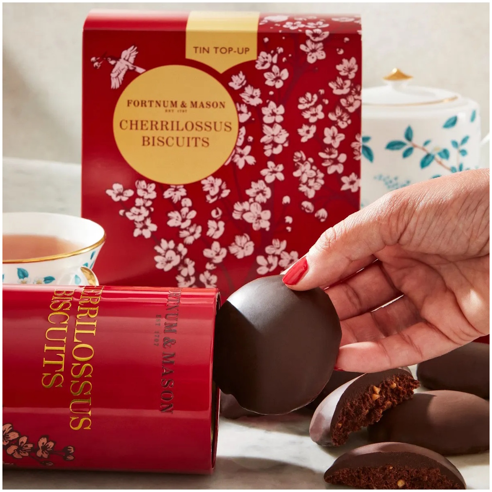 sušenky CHERRILOSSUS 600g doplňovací balení od Fortnum & Mason