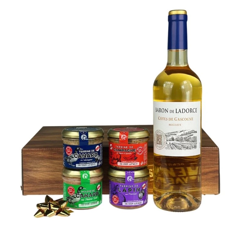dárkový koš venkovských paštik s bílým vínem z GASCOGNE