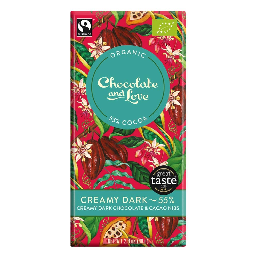 BIO hořká smetanová čokoláda 55% CREAMY DARK 80g od Chocolate & Love TRV.11/2021