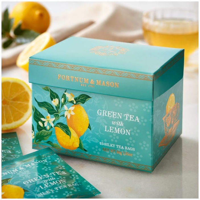 zelený čaj S CITRÓNEM 15 hedvábných pyramid / 30g od Fortnum & Mason
