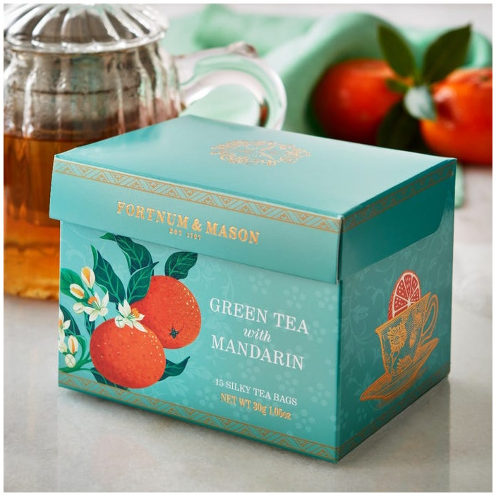 zelený čaj S MANDARINKOU 15 hedvábných pyramid / 30g od Fortnum & Mason