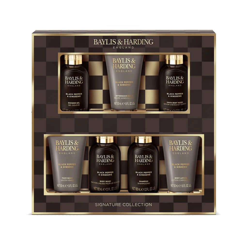 BAYLIS & HARDING - Pánská dárková sada péče o tělo ČERNÝ PEPŘ & ŽENŠEN - 7ks
