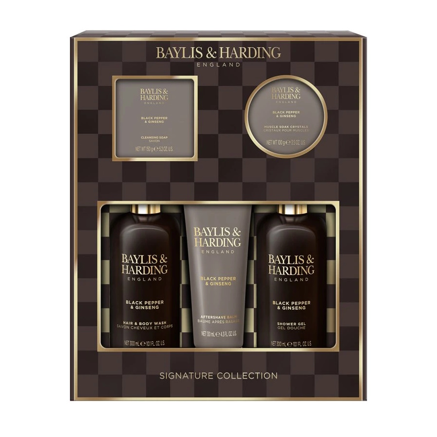 BAYLIS & HARDING - Pánská dárková sada péče o tělo ČERNÝ PEPŘ & ŽENŠEN - 5ks