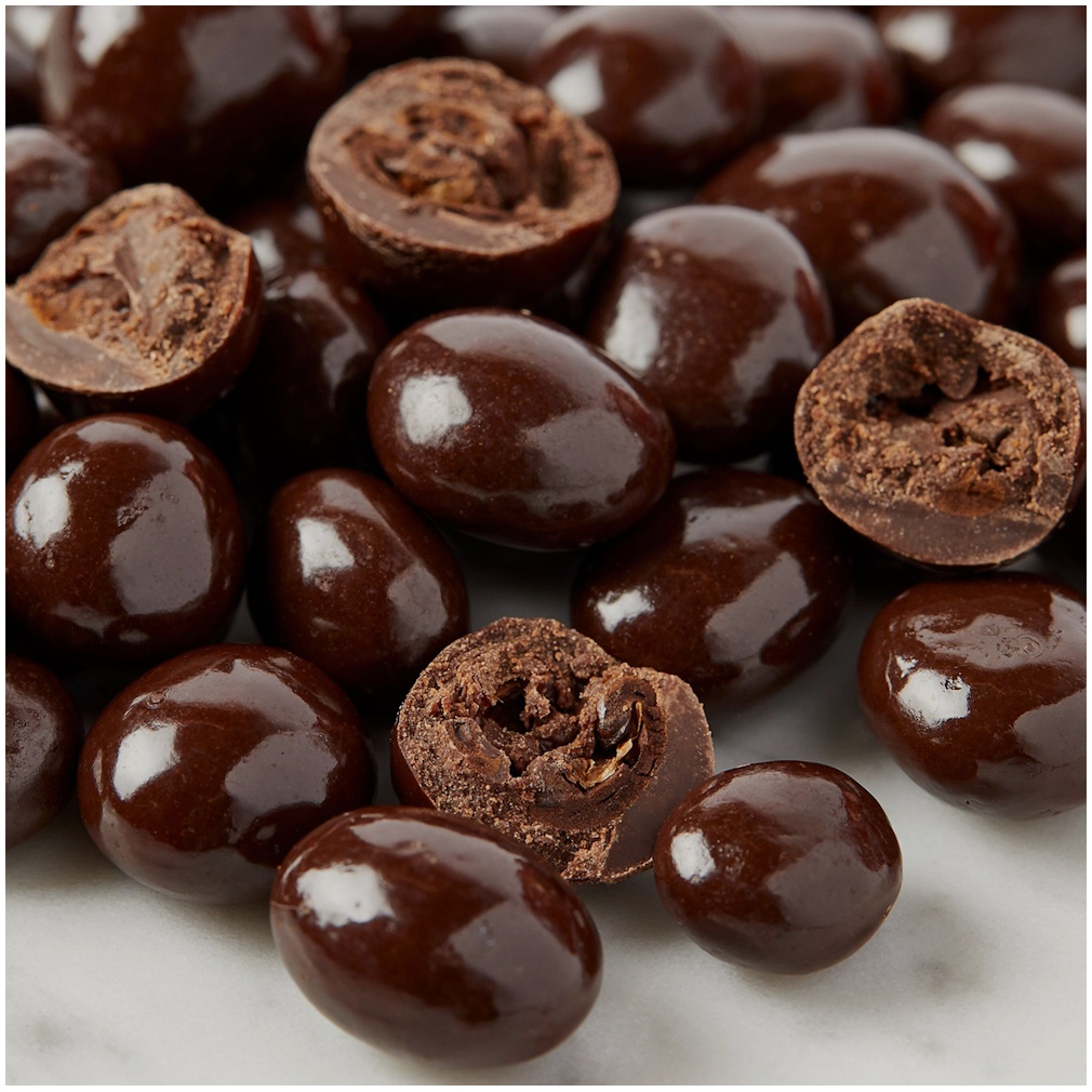 vánoční kávová zrna v hořké čokoládě 300g v dárkové plechovce od food-market